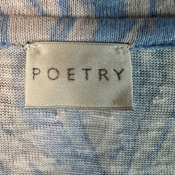 Poetry womens linen henley top Dolman sleeve floral print blue & cream coastal - Picture 4 of 9